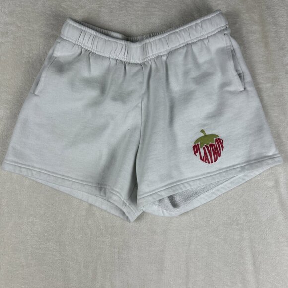 PLAYBOY by PACSUN Womens Shorts White Drawstring Extra Small XS Fleece Lined - Picture 1 of 10